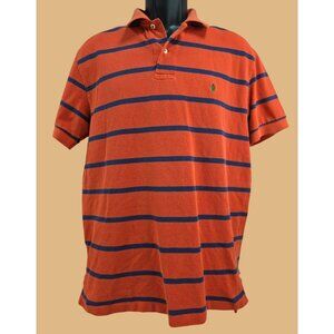 Polo Ralph Lauren Mens Orange Striped Polo Shirt Large